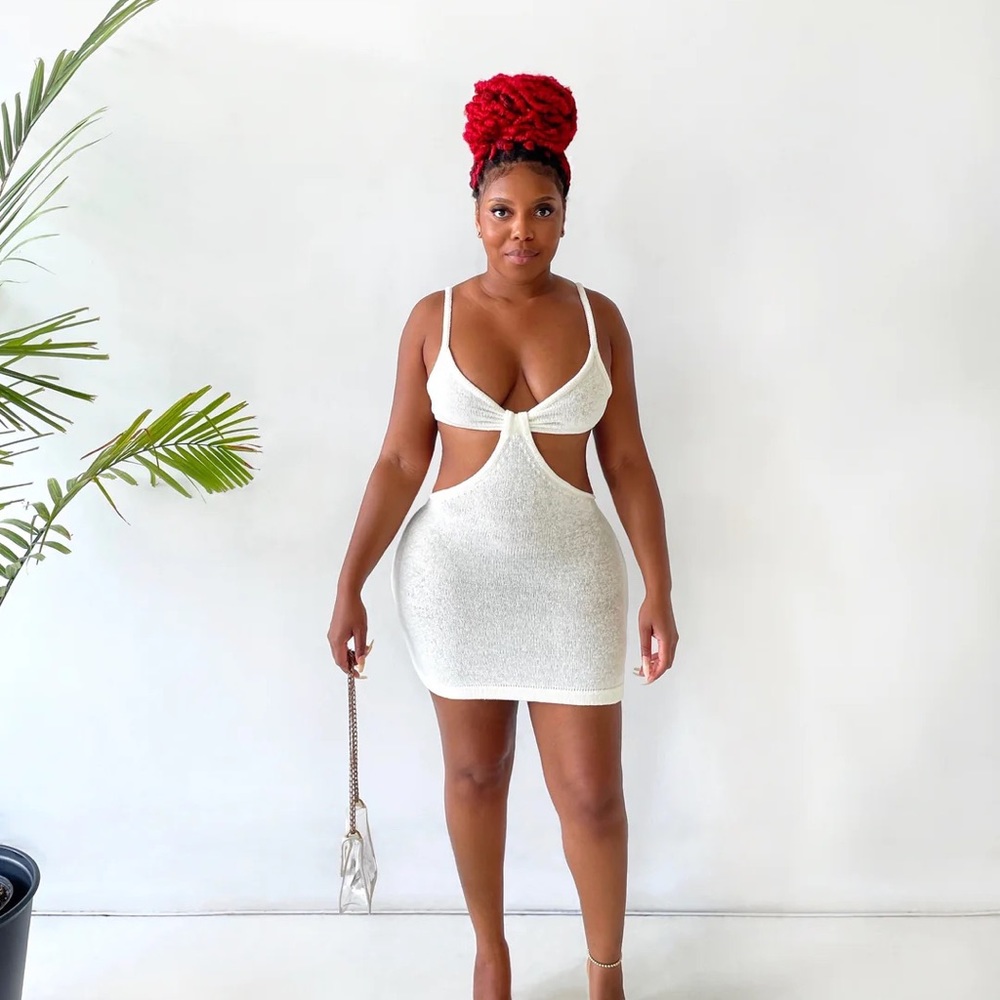 Immaculate Ways Cutout Sweater Dress in White